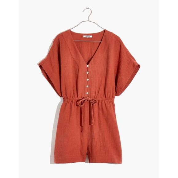 Madewell Lightestspun Cover-Up Drawstring Romper sz Medium - Picture 1 of 7